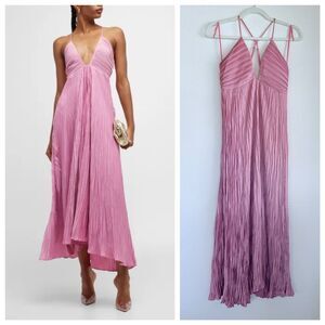 NWT A.L.C. Angelina Pleated Strappy Midi Dress in Chateau Rose Pink Size 6